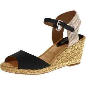 Lucky Brand Espadrille Wedge sandals Navy Blue and cream size 8